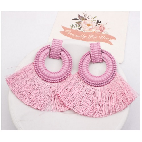 A-SD-XL113251pink Pink Huge Tassels Pink Ring Vogue Earstuds
